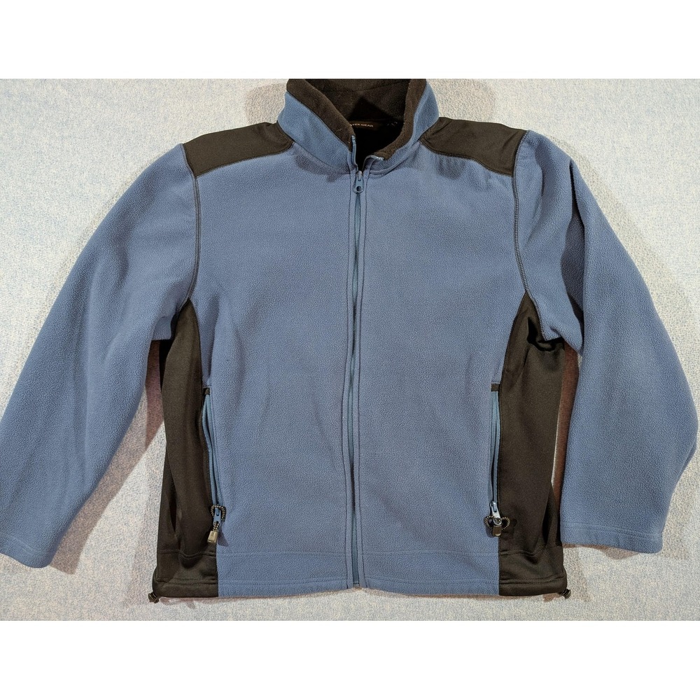 Tek Gear Jacket Mens Medium Blue Black Fleece Full Zip Zipper Pockets Outdoor